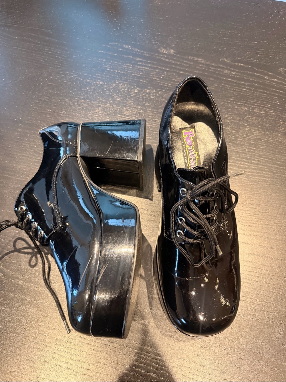 Funtasma Black Patent Platform Lace-Up Oxfords